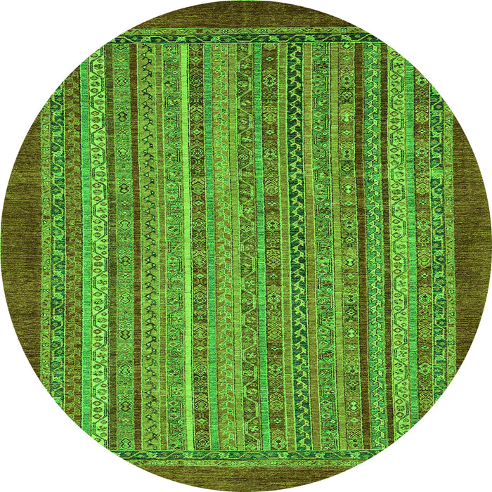 Round Abstract Green Modern Rug, abs2890grn