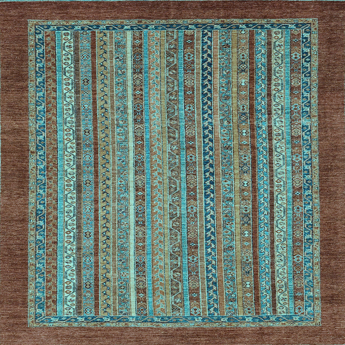 Square Machine Washable Abstract Light Blue Modern Rug, wshabs2890lblu