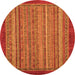 Round Abstract Orange Modern Rug, abs2890org