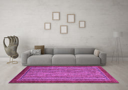 Machine Washable Abstract Purple Modern Area Rugs in a Living Room, wshabs2890pur
