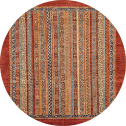 Round Abstract Red Modern Rug, abs2890