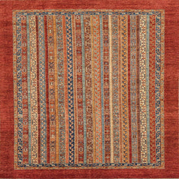 Square Machine Washable Abstract Red Rug, wshabs2890