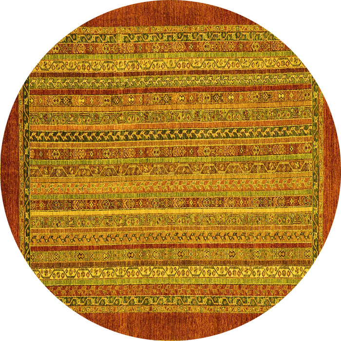 Round Abstract Yellow Modern Rug, abs2890yw