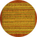 Round Abstract Yellow Modern Rug, abs2890yw