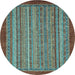 Round Abstract Light Blue Modern Rug, abs2890lblu