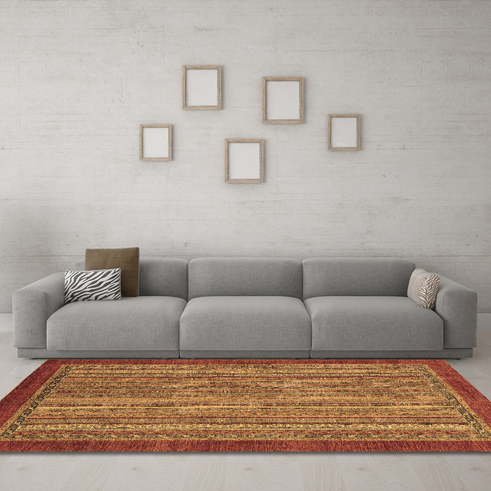 Machine Washable Abstract Brown Modern Rug in a Living Room,, wshabs2890brn