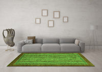 Machine Washable Abstract Green Modern Rug, wshabs2890grn