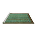 Sideview of Machine Washable Abstract Turquoise Modern Area Rugs, wshabs2890turq