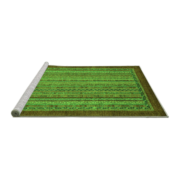 Sideview of Machine Washable Abstract Green Modern Area Rugs, wshabs2890grn