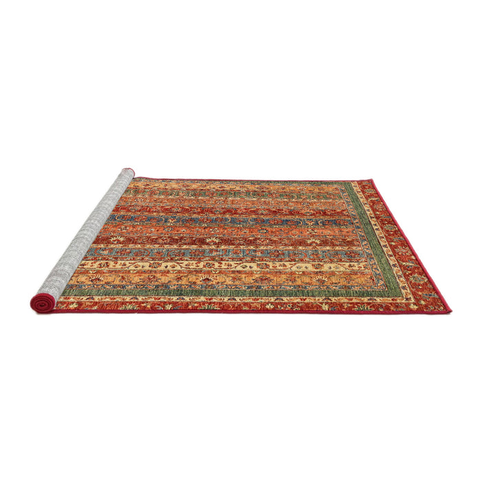 Sideview of Machine Washable Abstract Red Rug, wshabs2891