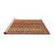 Sideview of Machine Washable Abstract Red Rug, wshabs2891