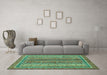 Machine Washable Abstract Turquoise Modern Area Rugs in a Living Room,, wshabs2891turq