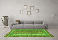 Machine Washable Abstract Green Modern Rug, wshabs2891grn