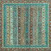 Square Machine Washable Abstract Light Blue Modern Rug, wshabs2891lblu