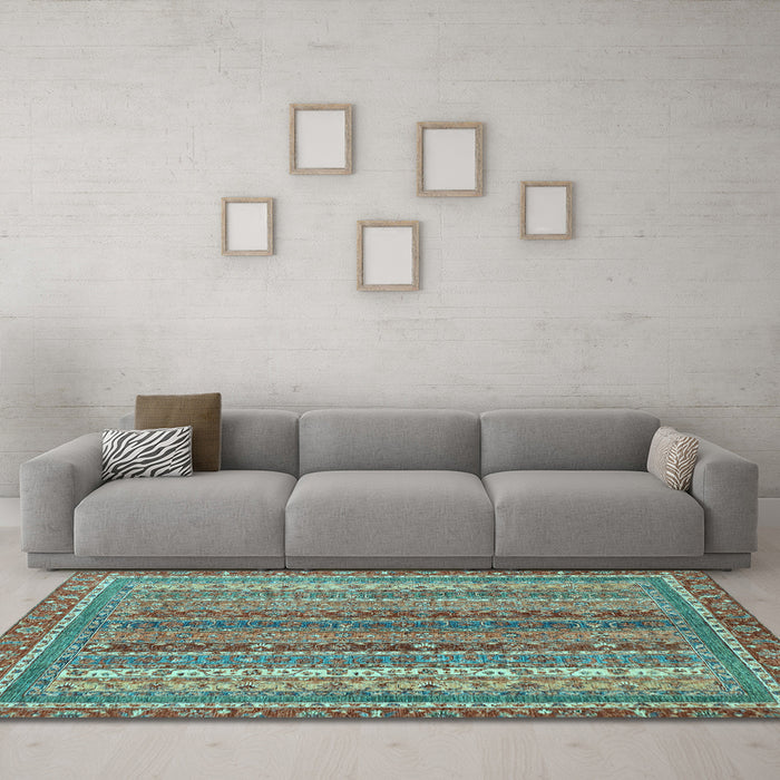 Machine Washable Abstract Light Blue Modern Rug in a Living Room, wshabs2891lblu