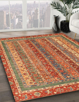 Abstract Red Modern Rug in Family Room, abs2891