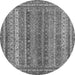 Round Machine Washable Abstract Gray Modern Rug, wshabs2891gry