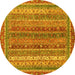 Round Abstract Yellow Modern Rug, abs2891yw