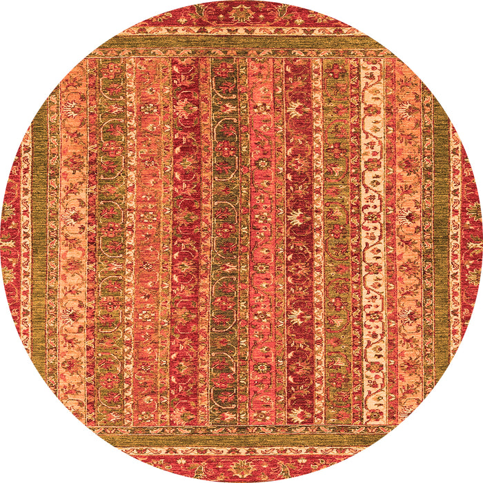 Round Abstract Orange Modern Rug, abs2891org