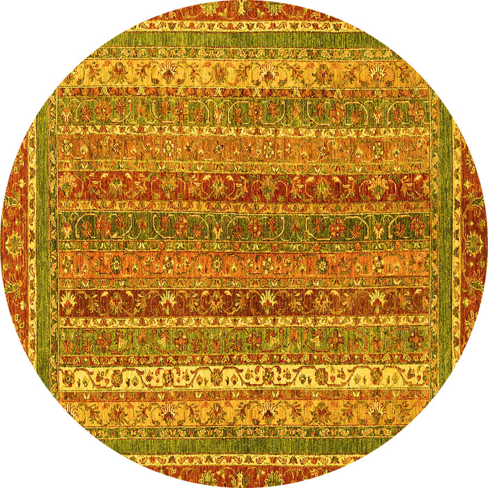 Round Machine Washable Abstract Yellow Modern Rug, wshabs2891yw