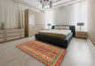 Abstract Red Modern Rug in a Bedroom, abs2891