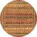 Round Abstract Brown Modern Rug, abs2891brn