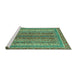 Sideview of Machine Washable Abstract Turquoise Modern Area Rugs, wshabs2891turq