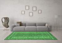 Machine Washable Abstract Emerald Green Modern Rug, wshabs2891emgrn