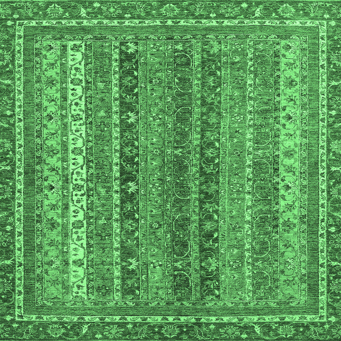 Square Machine Washable Abstract Emerald Green Modern Area Rugs, wshabs2891emgrn