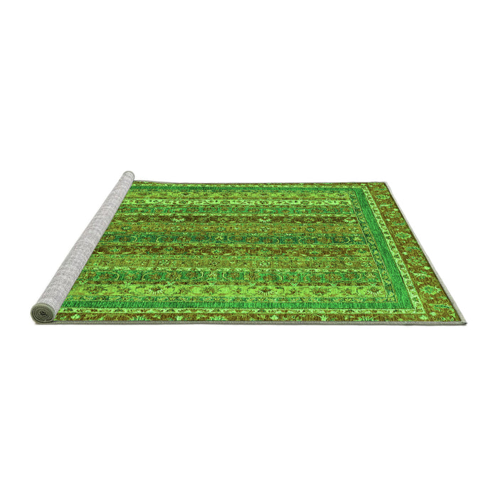 Sideview of Machine Washable Abstract Green Modern Area Rugs, wshabs2891grn
