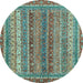 Round Abstract Light Blue Modern Rug, abs2891lblu