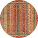 Round Machine Washable Abstract Red Rug, wshabs2891