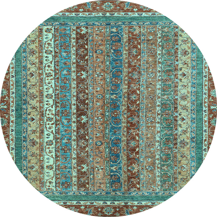 Round Machine Washable Abstract Light Blue Modern Rug, wshabs2891lblu