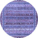 Round Machine Washable Abstract Blue Modern Rug, wshabs2891blu