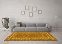 Machine Washable Abstract Yellow Modern Rug, wshabs2891yw