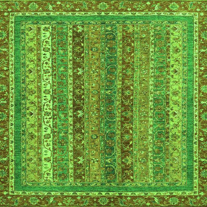 Square Machine Washable Abstract Green Modern Area Rugs, wshabs2891grn