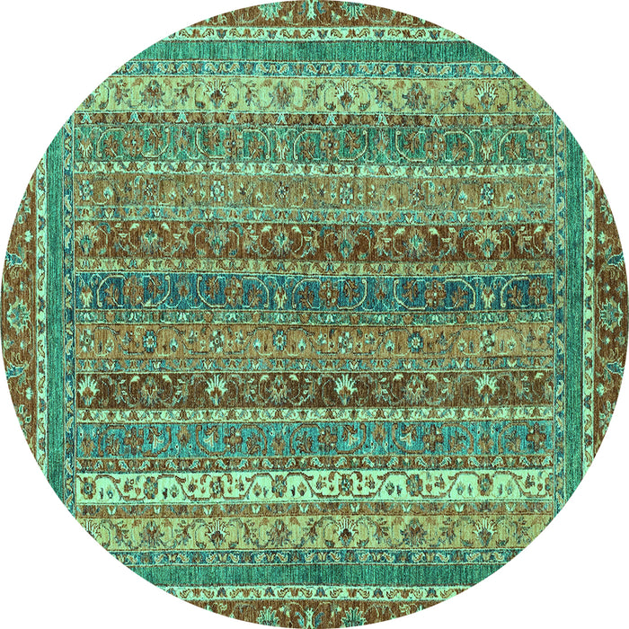 Round Abstract Turquoise Modern Rug, abs2891turq