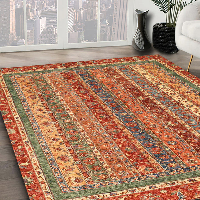 Machine Washable Abstract Red Rug in a Family Room, wshabs2891