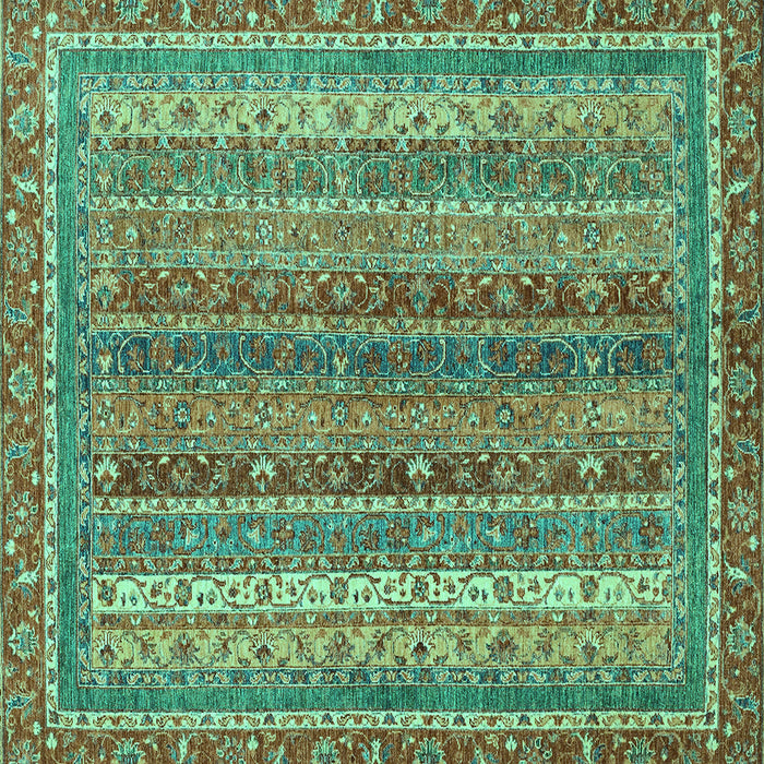Square Machine Washable Abstract Turquoise Modern Area Rugs, wshabs2891turq