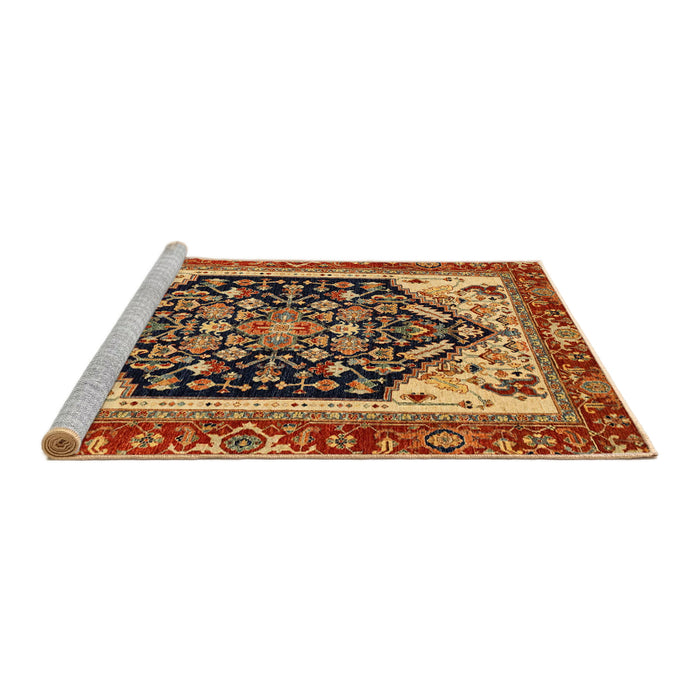 Sideview of Machine Washable Abstract Gold Rug, wshabs2892