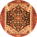 Round Machine Washable Abstract Orange Modern Area Rugs, wshabs2892org