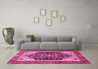 Machine Washable Abstract Pink Modern Rug, wshabs2892pnk