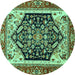 Round Abstract Turquoise Modern Rug, abs2892turq