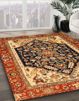 Abstract Gold Modern Rug in Family Room, abs2892