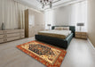 Machine Washable Abstract Gold Rug in a Bedroom, wshabs2892