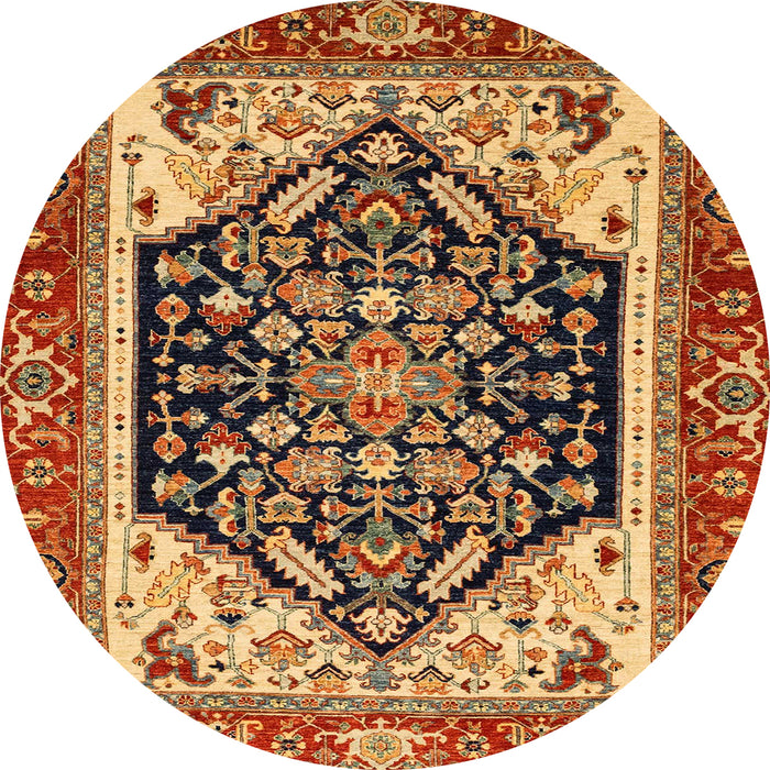 Round Abstract Gold Modern Rug, abs2892