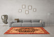 Machine Washable Abstract Orange Modern Area Rugs in a Living Room, wshabs2892org