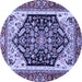 Round Abstract Blue Modern Rug, abs2892blu