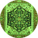 Round Machine Washable Abstract Green Modern Area Rugs, wshabs2892grn