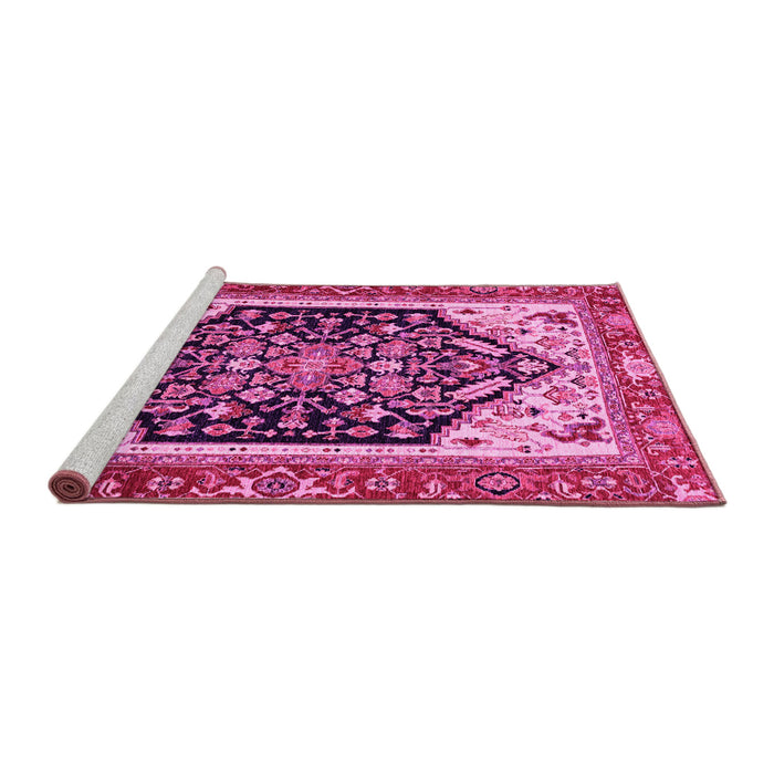 Sideview of Machine Washable Abstract Pink Modern Rug, wshabs2892pnk